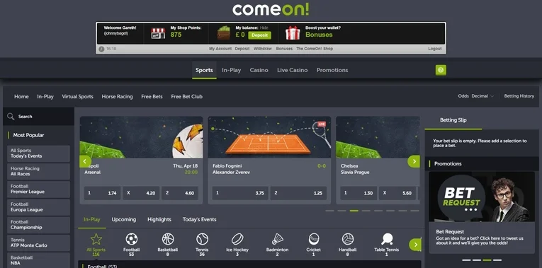 ComeOn screenshot